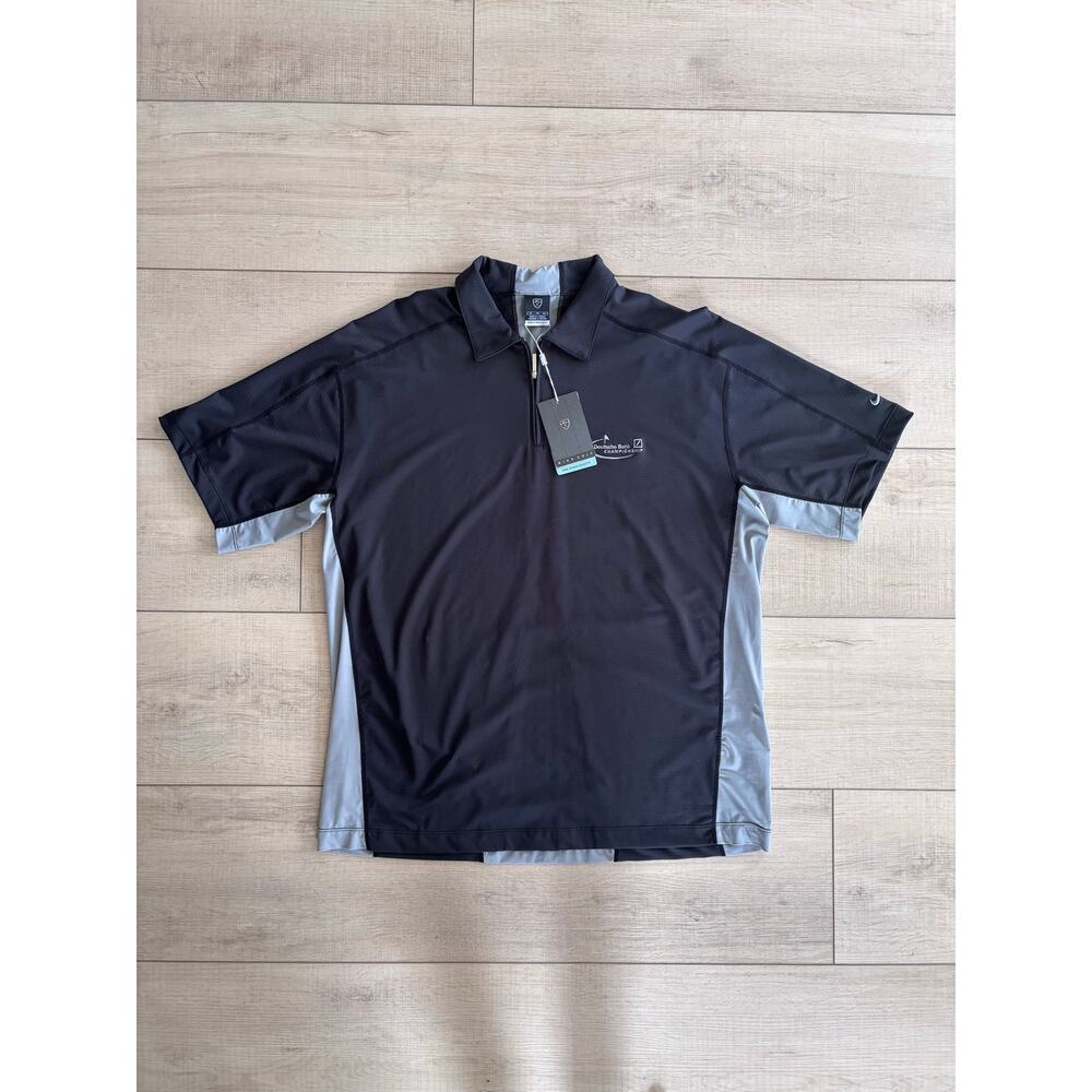 NWT Nike Golf Dri-Fit Polo Black Deutsche Bank Championship Logo XL